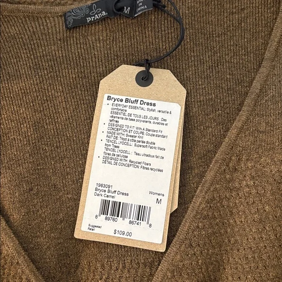 NWT Prana Bryce Bluff Dress in Dark Camel - Picture 9 of 10